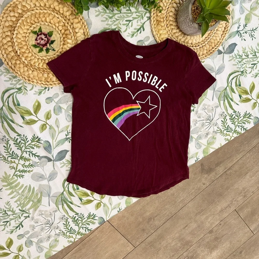 Old Navy Girl’s Positive Graphic T-Shirt I'm Possible' Cotton Size Large
